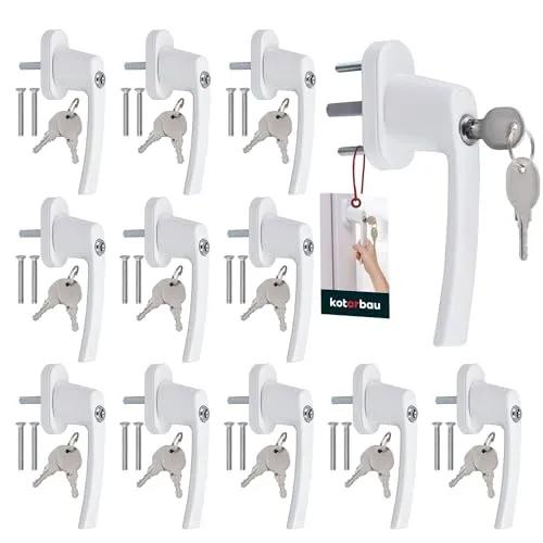 KOTARBAU® 12er Set abschließbare Fenstergriffe Weiß mit Schloss