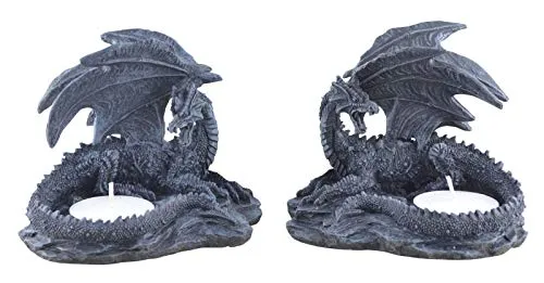 Vogler 816-997 2er Set Teelichthalter Drache Teelicht Dragon 10cm Figur Figurine
