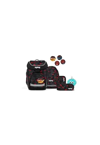 ergobag cubo Bundle Set TaekBärdo - Grau, 6-teilig - Ergonomischer Schulranzen mit höhenverstellbarem Tragesystem für optimalen Tragekomfort. Praktisches 6-teiliges Set mit Sportbeutel, Kletties und gefülltem Federmäppchen für perfekte Organisation und individuelle Gestaltung.