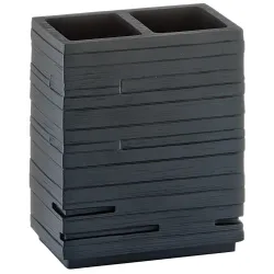 Zeller Present Handels GmbH Zeller Schiefer Zahnbürstenhalter, Polyresin, schwarz, Zahnbürstenaufbewahrung mit zwei Fächern, Maße: 10,1 x 6,3 x 11,5 cm, schwarz 18318