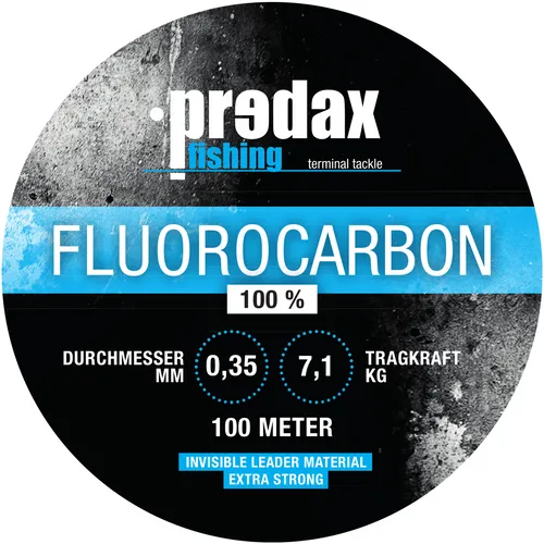 Predax Fluorocarbon Schnur 0,35mm - 7,1kg Tragkraft für Raubfischangeln - Angelschnüre mit nahezu unsichtbarer Fluorocarbon-Schnur, ideal für Zander und Barsch, hohe Knotenfestigkeit und einfach zu schneiden auf die gewünschte Länge.