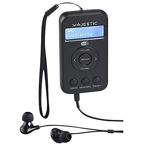 MAJESTIC RT 196 DAB – Tragbares DAB/DAB+/FM-Radio - Tragbares DAB/DAB+/FM-Radio mit wiederaufladbarem Akku und LCD-Display, ideal für unterwegs mit Kopfhörerausgang und Trageriemen.