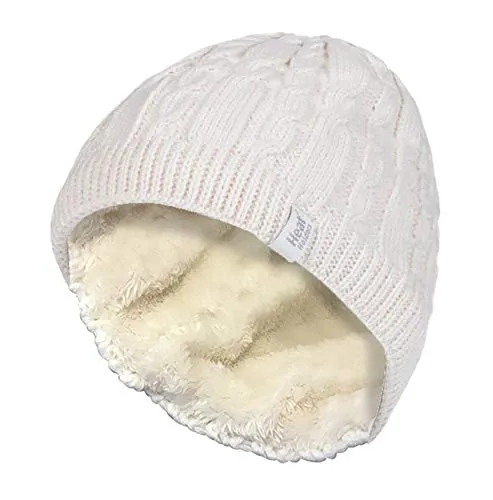 HEAT HOLDERS - Damen Outdoor Winter Warm Beanie Strickmütze mit Innen Fleece (One Size, Cream (Alesund))