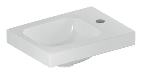 Geberit iCon Light Handwaschbecken 38 cm mit Hahnloch rechts - Elegantes Badkeramik Waschbecken ohne Überlauf, ideal für moderne Badezimmer und kleine Räume.