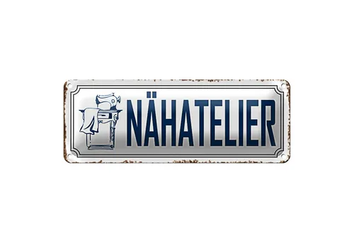 Roomando Metallschild Blechschild Vintage 27x10cm Nähatelier Nähen Dekoration