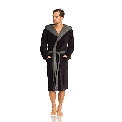 Vossen Unisex Bademantel Poppy, Einfarbig, Gr. 46 (L), Grau (anthrazit) - Bademäntel für Damen, aus luxuriösem Doubleface-Material für optimalen Komfort und Stil, ideal für entspannte Momente zu Hause.