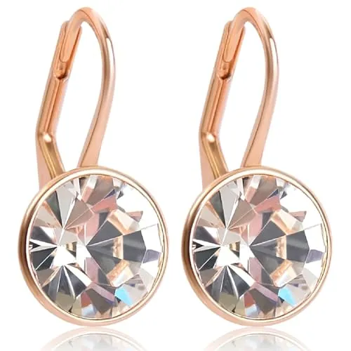 NOBEL SCHMUCK Ohrringe Rosegold Crystal Markenkristalle 925 Sterling Silber