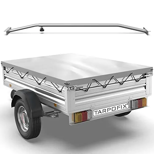 Tarpofix® Anhängerplane 207 x 114 cm + 1x Planenbügel | Anhänger Plane Flachplane aus PVC PLANENMATERIAL | Verstärkte Stema Anhänger Plane für 750kg PKW Hänger | Abdeckplane + Flachplanenbügel | Grau