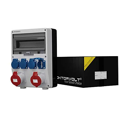 Baustromverteiler TD 2x32A 4x230V Doktorvolt 2176 - Sonstige Elektroinstallationsartikel - Robuster Baustromverteiler mit Schutzart IP44, ideal für Baustellen und Werkstätten, ausgestattet mit 4x 230V und 2x 32A Steckdosen für vielseitige Anwendungen.