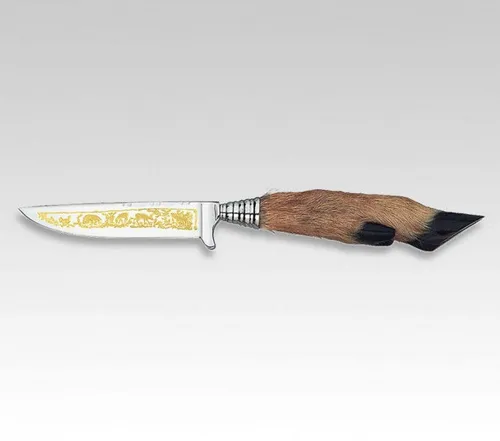 Linder Trachtenmesser Goldätzung 11 cm - Elegantes Hirschhorn-Messer - Hochwertiges Jagdmesser mit 11 cm Klingenlänge. Ideal für Sammler und Liebhaber traditioneller Handwerkskunst, bietet es eine perfekte Kombination aus Funktionalität und ansprechendem Design.