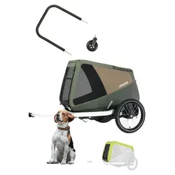 Croozer Dog Mikke Flex & Go Bundle inkl. Buggyset und Regenverdeck – Moss Green - Der Croozer Dog Mikke Flex & Go Bundle für Hunde bis 45 kg bietet Flexibilität und Komfort. Mit Croozer AirPad® Federung, niedrigem Einstieg und abwaschbarem Innenraum ist er ideal für Ausflüge bei jedem Wetter.