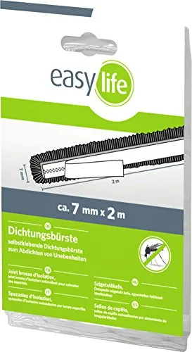 easy life Insektenschutz Dichtungsbürste selbstklebend 200 cm in Anthrazit für Fliegengitter Rahmen Systeme