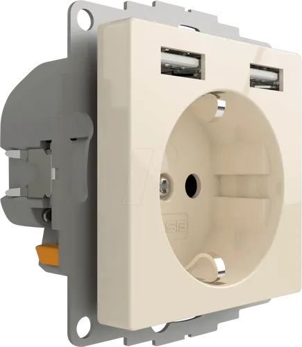 2USB inCharge PRO - Cremeweiß glänzend USB Steckdose - Diverse Unterputzeinsätze mit 2 USB-Ladeanschlüssen (2,4A) und 16A Steckdose. Perfekt für schnelles Laden und kompatibel mit vielen Design-Rahmen. Ideal für Neubau und Renovierung.