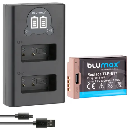 1x Akku + LCD Lader für Canon LP-E17 EOS RP  M6  760D R8 R10 R50 Typ-C 1000 mAh