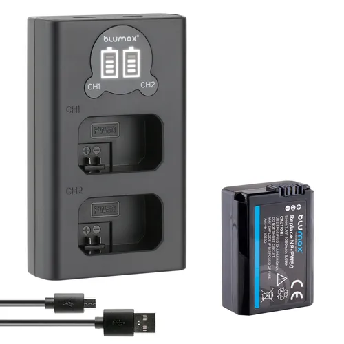 Akku + LCD Lader für Sony NP-FW50 Alpha  6500 7 II 7R 7S  NEX 7 RX10 1080 mAh