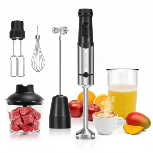 Stabmixer 1200W 6in1 Set, leistungsstarker Pürierstab aus Edelstahl – inkl. Z...