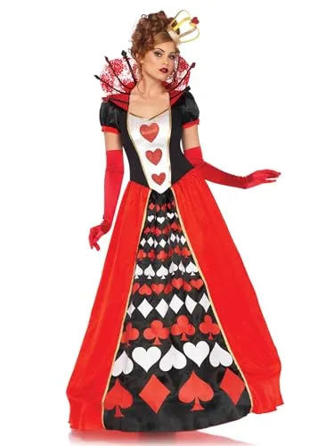 LEG AVENUE Damen Deluxe Queen Of Hearts Kostüm, Mehrfarbig, L EU - Kostüme für Erwachsene, hochwertiges Material mit Reißverschluss für optimalen Tragekomfort und einen glamourösen Auftritt.