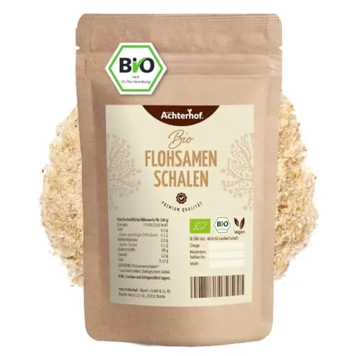 Flohsamenschalen BIO 500g | grob vermahlen | reich an Ballaststoffen | der ayurvedische Allrounder | zum Backen und Kochen | aus kontrolliert biologischem Anbau | Achterhof