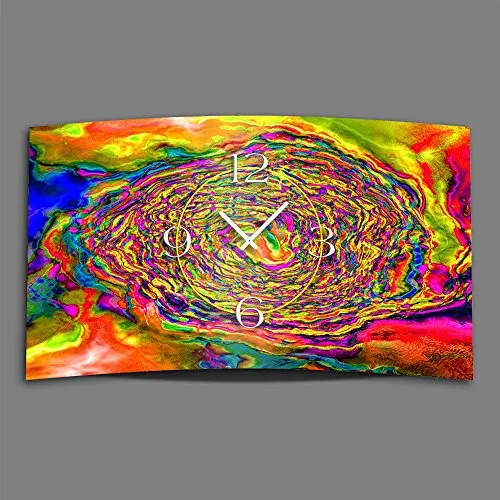 dixtime Abstrakt Aquarell bunt Designer Wanduhr modernes Wanduhren Design leise kein Ticken 3D-0248