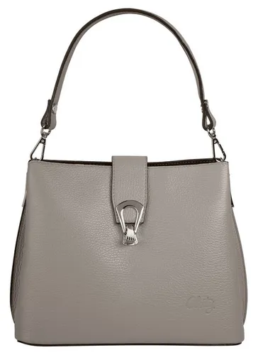 Cluty Umhängetasche Damen 101015 grau - Elegante Leder-Umhängetasche - Umhängetasche aus 100% Rindleder, ideal für jeden Anlass. Mit abnehmbarem Schultergurt und vielseitigen Fächern für Smartphone, Schlüssel und mehr.