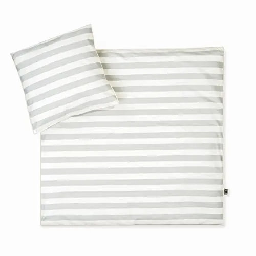 Julius Zöllner Bettwäsche Organic Stripes 80x80, 35x40 cm - Bettwäsche-Set für Babys, schadstoffgeprüft nach OEKO-TEX, hautfreundlich und atmungsaktiv für ein optimales Schlafklima.
