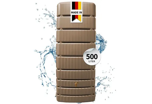 4rain Regentonne SLIM Wandtank 500 L, taupe - Bewässerung: Platzsparender Wandtank mit 500 L Volumen, ideal für die effiziente Regenwassernutzung im Garten.
