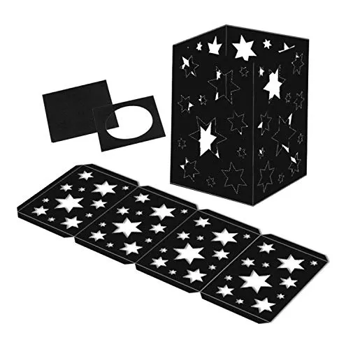 Ursus 2330090 Laternenpackung - Sternenmotiv - Laternenrohlinge aus Fotokarton für kreative Bastelprojekte, ideal für Sankt Martin und Fackelzüge. 25 Rohlinge mit Deckeln und Böden in Schwarz, Größe ca. 14 x 14 x 20 cm.
