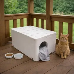 QLS Wetterfestes Katzenhaus aus Styropor 60x40x30 cm