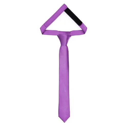 Ladeheid Kinder Krawatte für Jungen - Eleganter glänzender Look, Vorgebunden mit einem Klettverschluß, Perfekt für besondere Anlässe - Stilvolle Ansteckkrawatte TKS (31cm x 4cm, Violett)