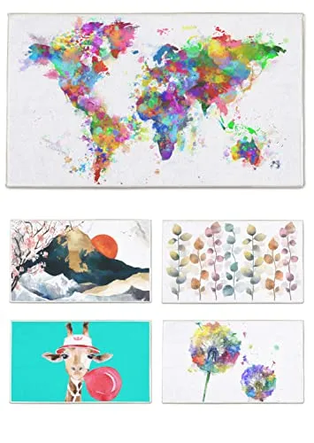 arteneur® - Badematten & Badteppiche 70x110 cm | Badvorleger rutschfest Waschbar bis 40°C | Saugstark & Schnelltrocknend | Fußbodenheizung Geeignet | Weich & Flauschig | Badezimmerteppich Weltkarte