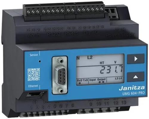 Janitza UMG 604-PRO 230V Spannungsqualitäts-Analysator - Steckdosen & Zubehör – Modernste Technik für präzise Spannungsanalysen mit umfangreichen Darstellungsweisen und vorinstallierten Janitza-APPs zur Datenvisualisierung.
