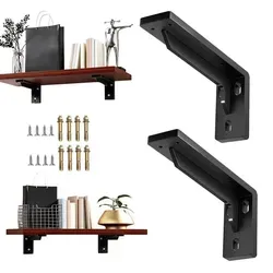 Regalhalterung Schwerlast 2 Stück 15cm Edelstahl Schwarz