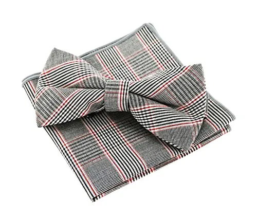 axy Herren Fliege mit Einstecktuch als Set zum Anzug, Tweed Style, bereits vorgebunden, Schleife Konfirmation verstellbar (Muster 4)