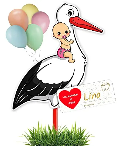 GLÜCKSGUT® Klapperstorch Baby Rosa 100 cm