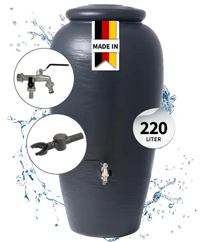 4rain AMPHORA Regentonne 220L graphite grey inkl. Auslaufhahn