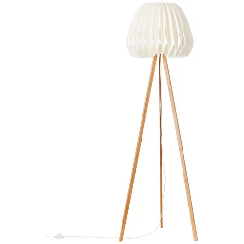 BRILLIANT Inna Standleuchte - Standleuchte aus Bambus und Kunststoff, bietet angenehmes Licht für eine gemütliche Atmosphäre. Mit praktischem Fußschalter und stabilem dreibeinigem Design, ideal für jedes Wohnambiente.