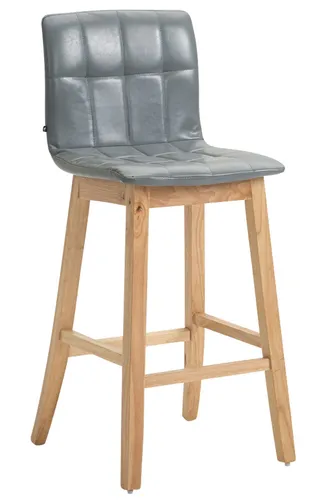 CLP Barhocker Bregenz mit Kunstlederbezug - Eleganter Barhocker aus Holz mit Kunstlederbezug, max. Belastbarkeit 120 kg, Rückenlehne und Fußstütze für optimalen Komfort – ideal für jede Bar oder Theke.