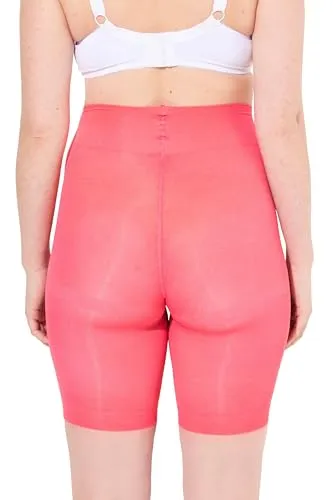 Ulla Popken Damen große Größen Übergrößen Plus Size Strumpf-Radler, 80 den, Oberschenkelschutz, knielang hibiskusrot 54+ 799278515-54+
