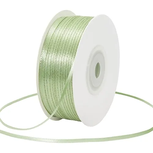 m Schleifenband Grün, 3 mm Grün Satinband Geschenkband,Doppelseitig Dekoband Bänder Satin Grasgrün,Hellgrün Stoffband Dekoband, Grünes Band zum Basteln 91