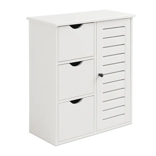 relaxdays Beistellschrank Badezimmerschrank mit 3 Schubladen - Kompakter Schrank für Badezimmer, Flur oder Küche mit 3 Schubladen und verstellbaren Fächern. Platzsparend und sicher dank Magnetverschluss – ideal für effiziente Aufbewahrung.