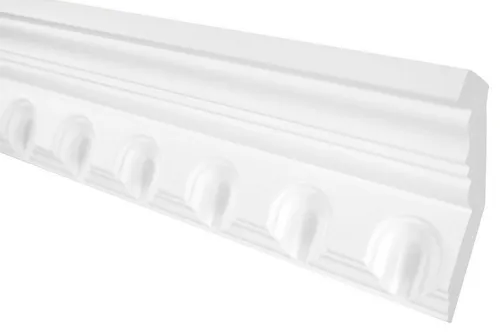 Hexim Stuckleiste C707, 2 Meter / 1 Leiste, Stuckleisten Decke Barock Stil, PU Hartschaum weiß