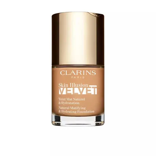 CLARINS Skin Illusion Velvet 112C amber 30 ml - Make-up mit natürlich mattierender Fluide-Textur für einen ungeschminkten Look. Reduziert Glanz und kaschiert Unregelmäßigkeiten für einen strahlend schönen Teint.