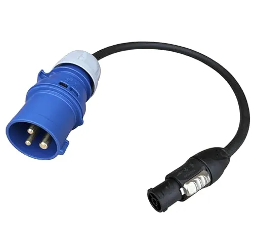 NWP Netzkabel 0,5m 3-Pol CEE Stecker 16A auf powerCON True1 Buchse - 3x1,5mm² - Gummischlauchleitung - NAC3FX-W