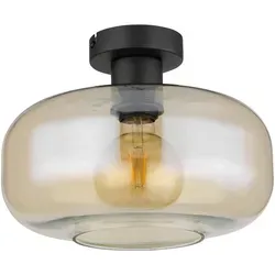 Globo Deckenleuchte, Schwarz, Metall & Glas - Elegante 20.5 cm Deckenleuchte aus Metall und Glas, ideal für die stilvolle Innenbeleuchtung über Esstischen.