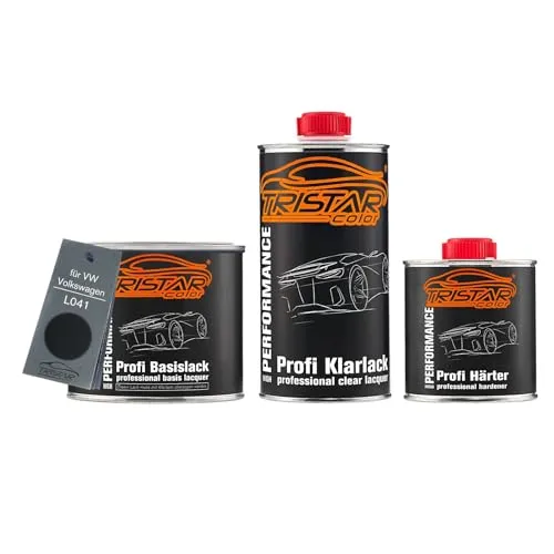 TRISTARcolor Autolack Set Dose spritzfertig für VW/Volkswagen L041 Preto Universal Basislack + 2K Klarlack 1,25L