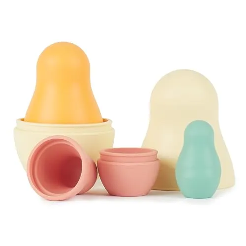 Bieco Silikon Matroschka für Kinder Tropical Vibes | Badespielzeug Baby ab 1 Jahr | Montessori Spielzeug Baby | Babuschka Puppen