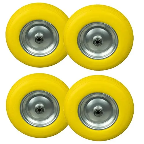 HRB PU Schubkarrenrad 4 Stück a 400 mm 4.00-8 Vollgummi Rad