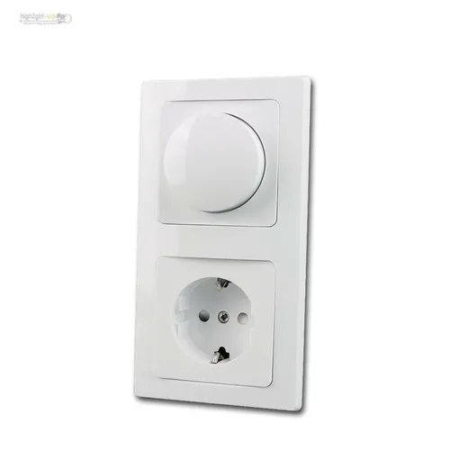 Produktbild DELPHI Dimmer mit Schuko-Steckdose Kombination, weiß