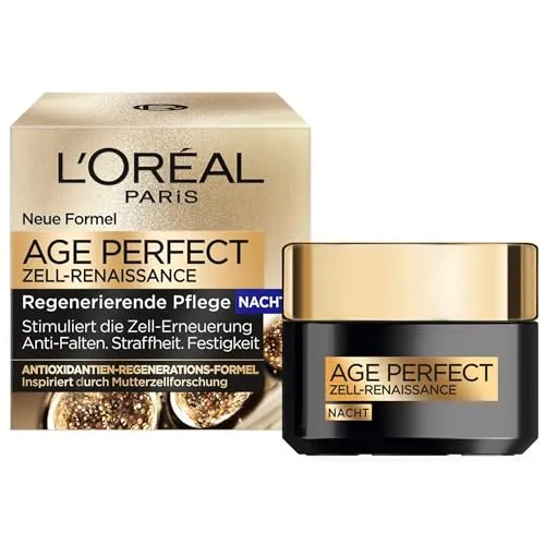 L'Oréal Paris Age Perfect Nachtpflege 50 ml - Regenerierende Anti-Aging Nachtcreme mit Antioxidantien für alle Hauttypen, fördert die Zellregeneration und sorgt für ein strahlendes Hautbild.