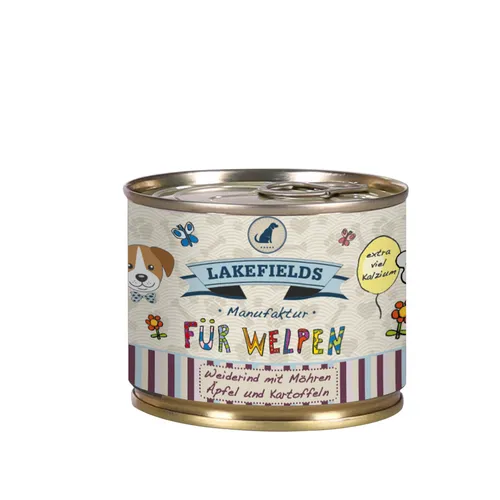 Lakefields Dosenfleisch-Menü Rind für Welpen, 6 x 200 g